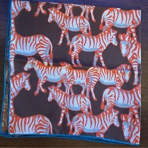 Seaward & Stern of England Brown Multi Color Silk Zebra Print Square